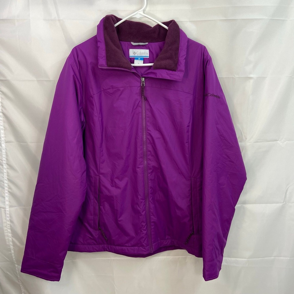 Columbia women's purple fleece lined pocket collared‎ full zip winter coat XL